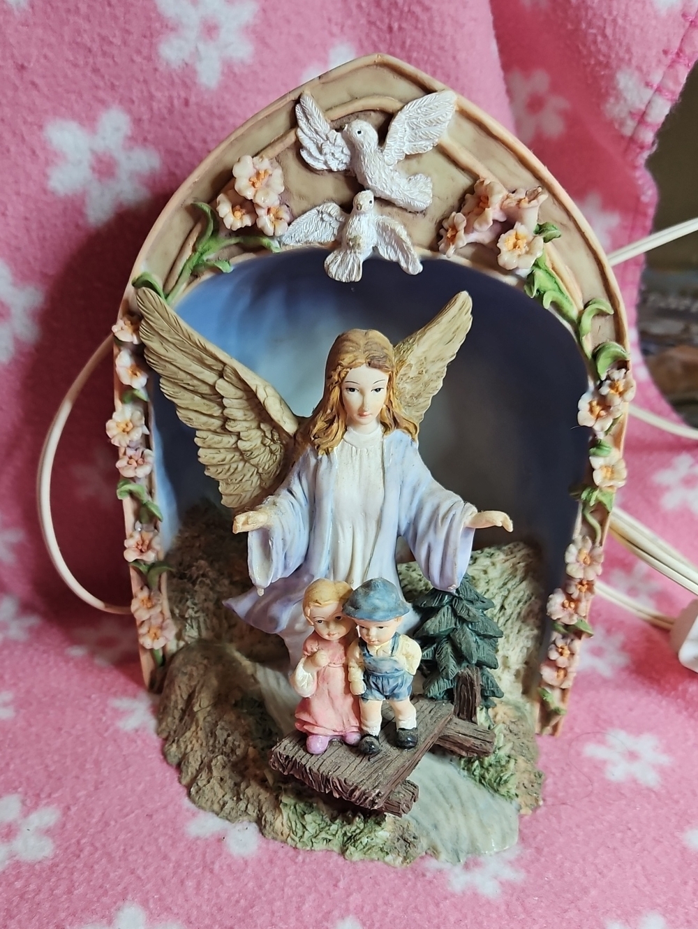 Angelic Guardian Figurine in Pastel Blue and Pink